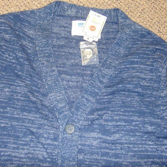 Mens Cardigan Sweater Large Urban Pipeline Navy Marled Long Sleeve Button Up - Picture 2 of 4